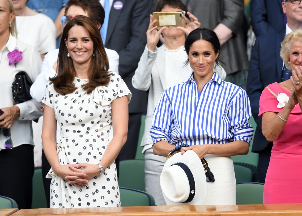July: Meghan joined her sister-in-law Kate to watch pal Serena Williams's match at Wimbledon.