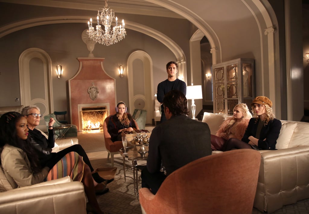 The whole gang (Keke Palmer, Jamie Lee Curtis, Billie Lourd, Oliver Hudson, Diego Boneta, Abigail Breslin, and Samuels) gets together.