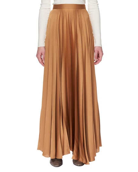 The Row Vailen Pleated Satin Skirt