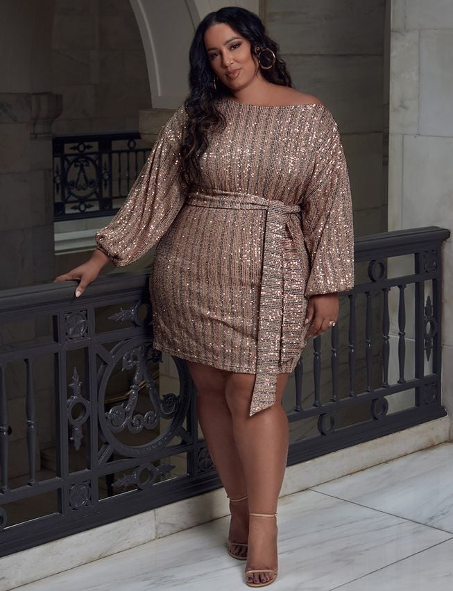 Eloquii Striped Sequin Easy Dress