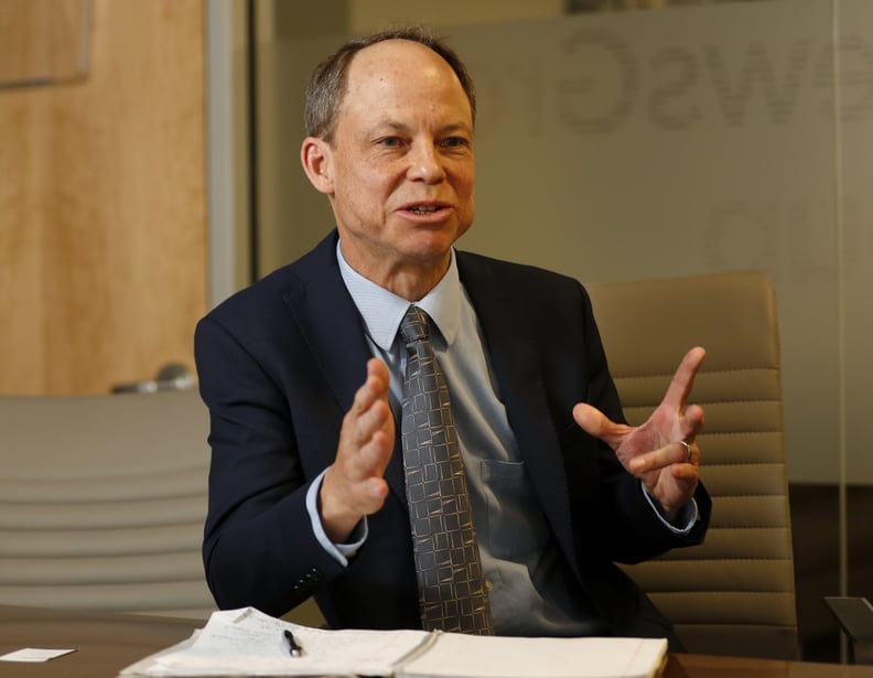 SAN JOSE, CA - APRIL 19: Santa Clara County Superior Court judge Aaron Persky speaks regarding the recall election against him with the editorial board of the Mercury News at the Mercury News offices in downtown San Jose, Calif., on Thursday, April 19, 20