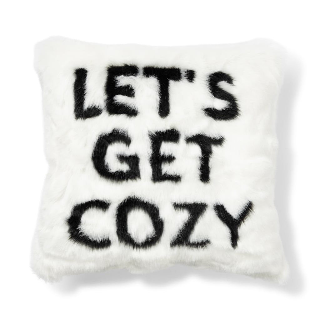 Mainstays Let's Get Cosy Sentiment Faux Fur Decorative Throw Pillow