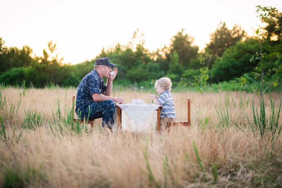 Military Dad's Tea Party With His Son