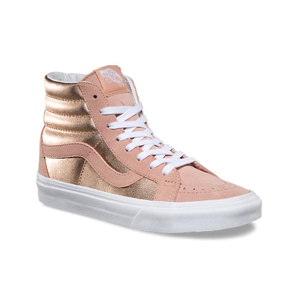 rose gold and white vans