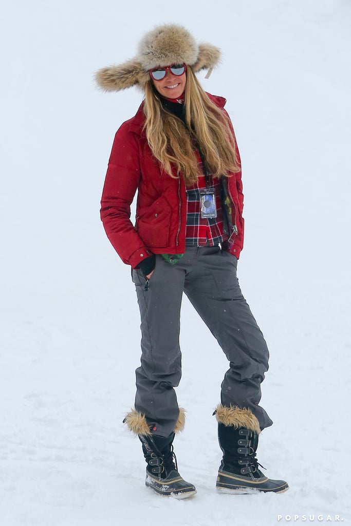 Elle Macpherson struck a pose on the slopes in Aspen on Monday.