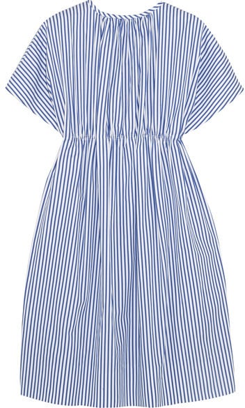 Victoria, Victoria Beckham Gathered Striped Cotton Dress