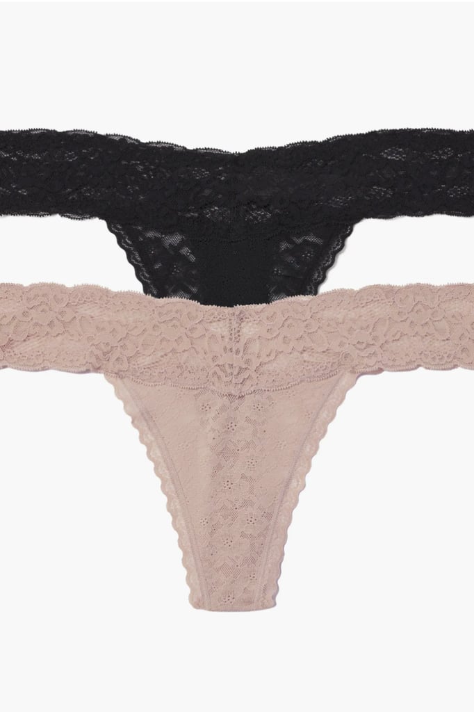 Skarlett Blue Goddess 2-Pack Lace Thong ($15, originally $27)
These lace-trimmed thongs come in a pack of two and are so soft you'll forget you're wearing them. They lay flat and mold to your body, so you can wear them with everything from leggings to dresses.