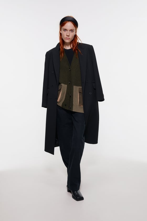 Zara Contrasting Pocket Cardigan