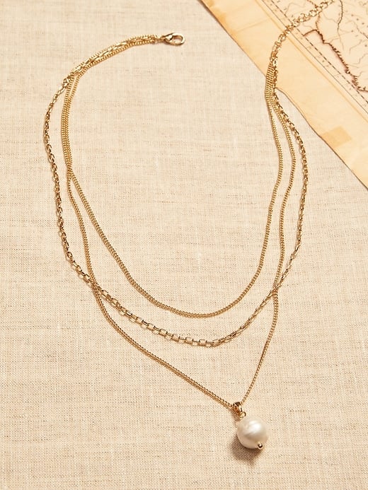 Banana Republic Factory Store Layered Chains Pearl Necklace