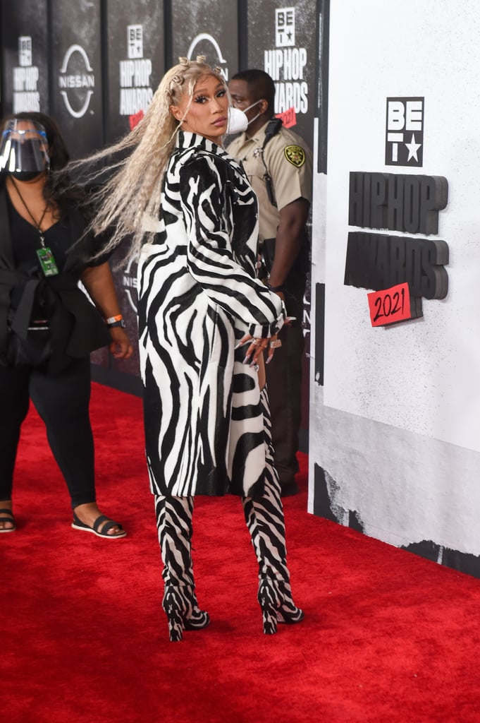 BIA's Bottega Veneta Zebra Coat | BET Hip Hop Awards