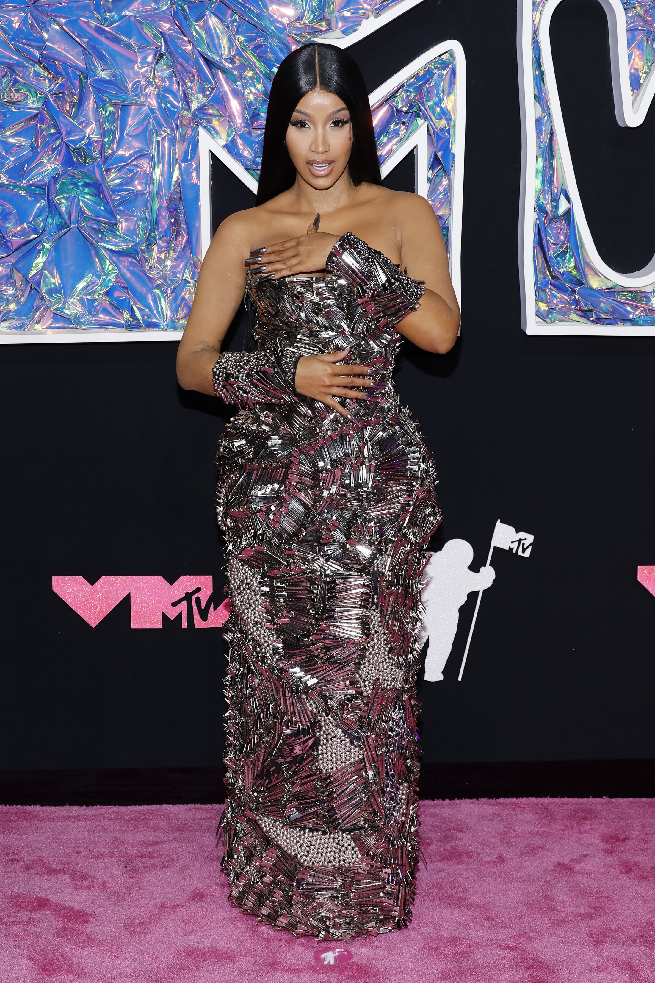 VMAs 2023: Cardi B rocks red carpet in Dilara Findikoglu dress