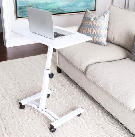 Seville Classics Solid-Top Height Adjustable Mobile Laptop Desk Cart