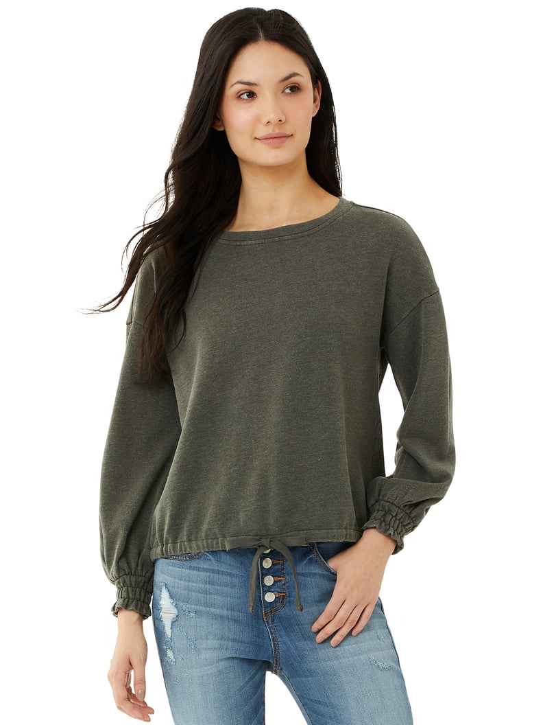 Scoop Women's Round Neck Sweatshirt With Drawstring Waist