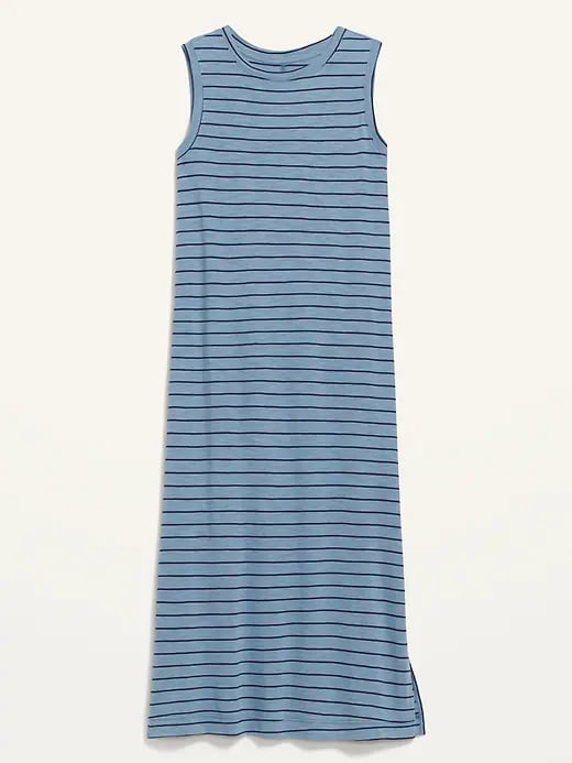 Old Navy Vintage Sleeveless Striped Slub Knit Midi Shift Dress