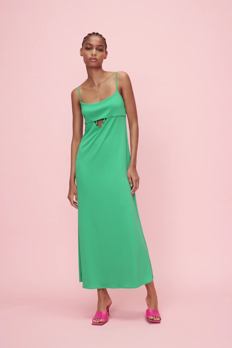 For a Pop of Green: Cut Out Maxi Dress