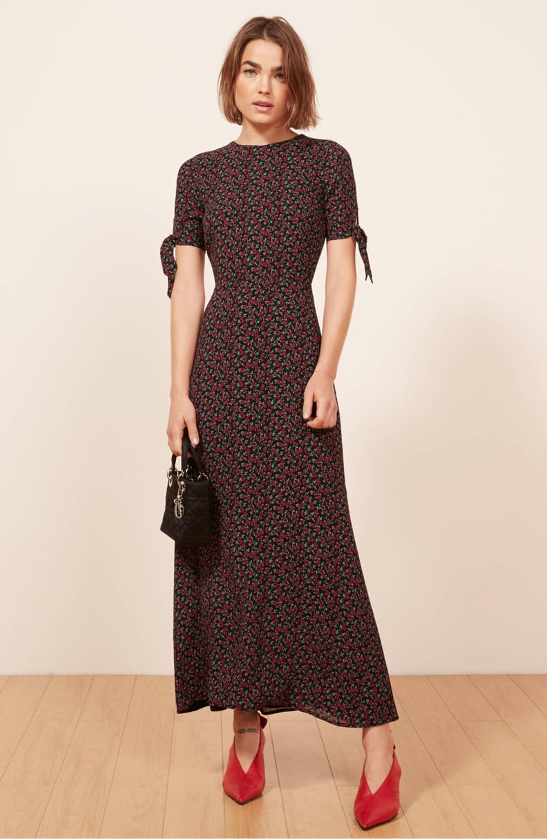 Reformation Amsterdam Tie-Sleeve Bodycon Maxi Dress