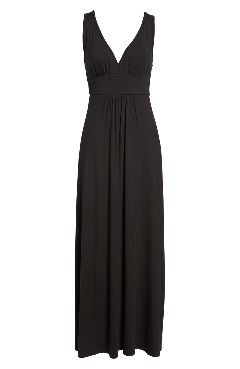 Loveappella V-Neck Jersey Maxi Dress