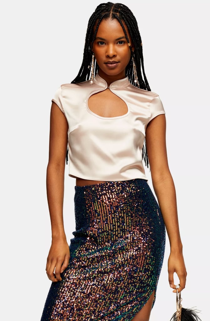 Topshop Printed Keyhole Crop Top