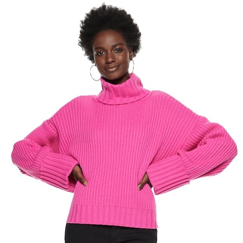 Nine West Wool-Blend Cuff-Sleeve Turtleneck Sweater