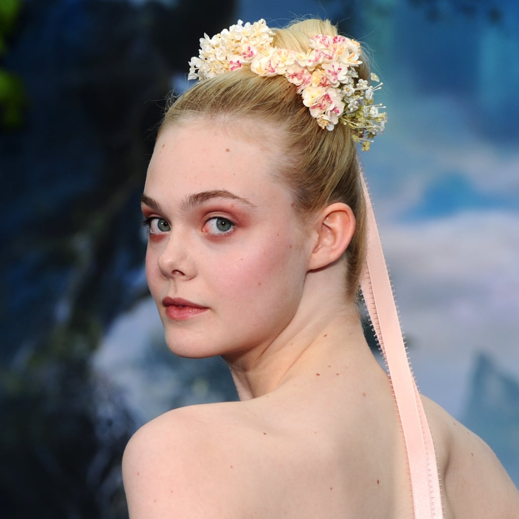 Celebrity Hair Wedding Inspiration Elle Fanning Floral Crown