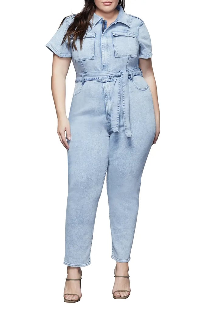 One and Done: Good American Fit for Success Belted Denim Jumpsuit ...