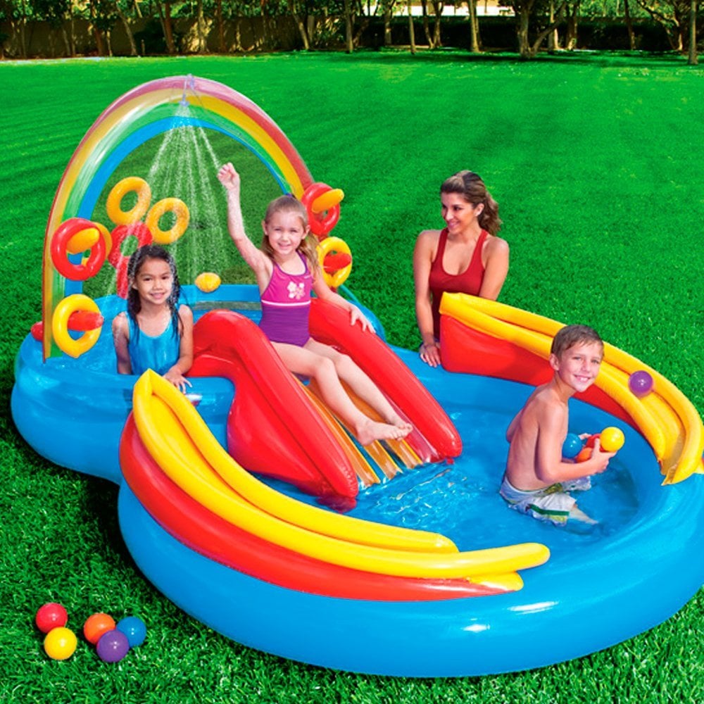 A Water Toy For Six Year Old Intex Rainbow Ring Inflatable Play Center