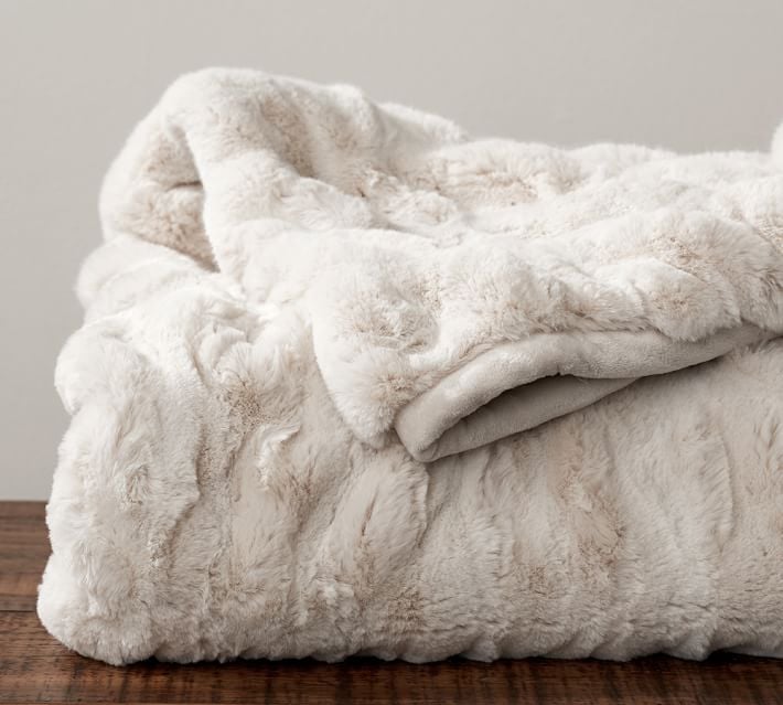 Best Cozy Blanket: Pottery Barn Faux Fur Ruched Throw