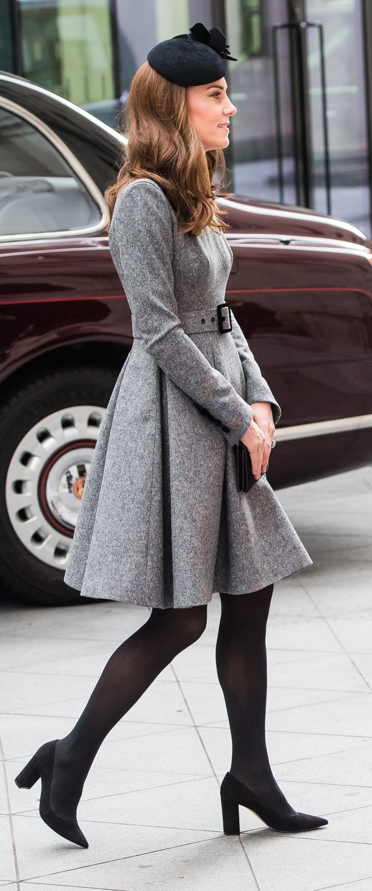 Kate Middleton Grey Coat Dress March 2019 POPSUGAR Fashion UK Photo 8
