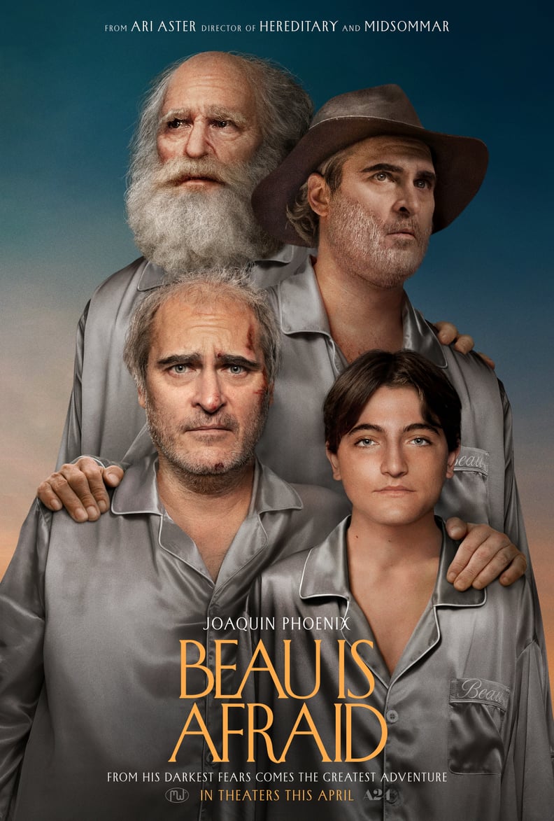 Beau Is Afraid poster with four different versions of Joaquin Phoenix