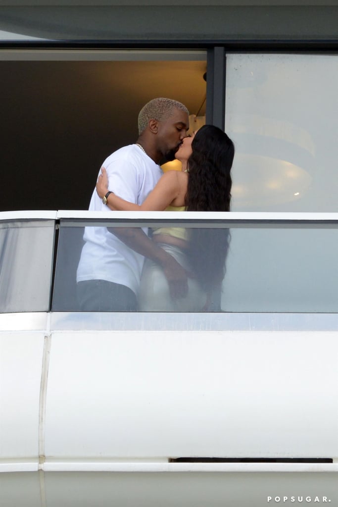 Kim Kardashian and Kanye West Kissing in Miami Jan. 2019