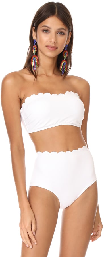Kate Spade Scalloped Bandeau Bikini Top and Bottom | 21 White-Hot Swimsuits  That You Can Splash All Over Your Instagram | POPSUGAR Fashion Photo 5