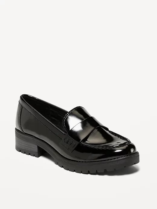 Old Navy Faux-Leather Chunky-Heel Loafer Shoes