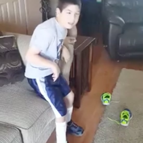 Boy With Cerebral Palsy Standing For National Anthem