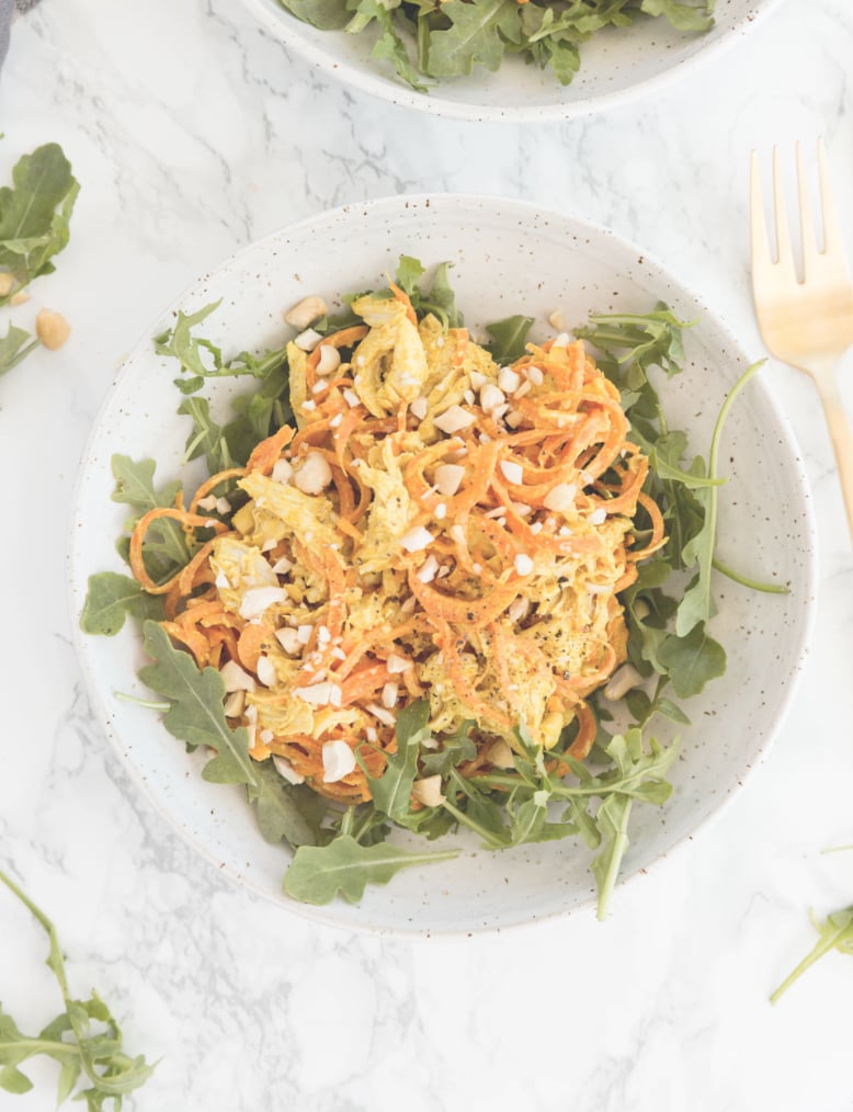 Curried Tahini Cashew Chicken and Carrot Salad