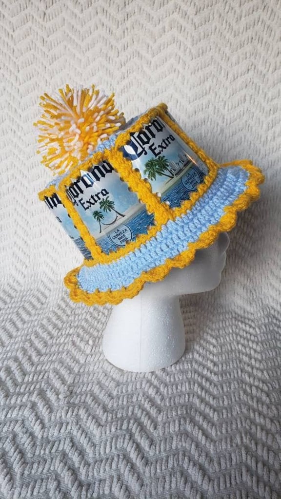 Corona Handmade Crochet Beer Can Hat