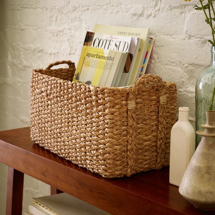 Living Room: West Elm Braided Console Basket