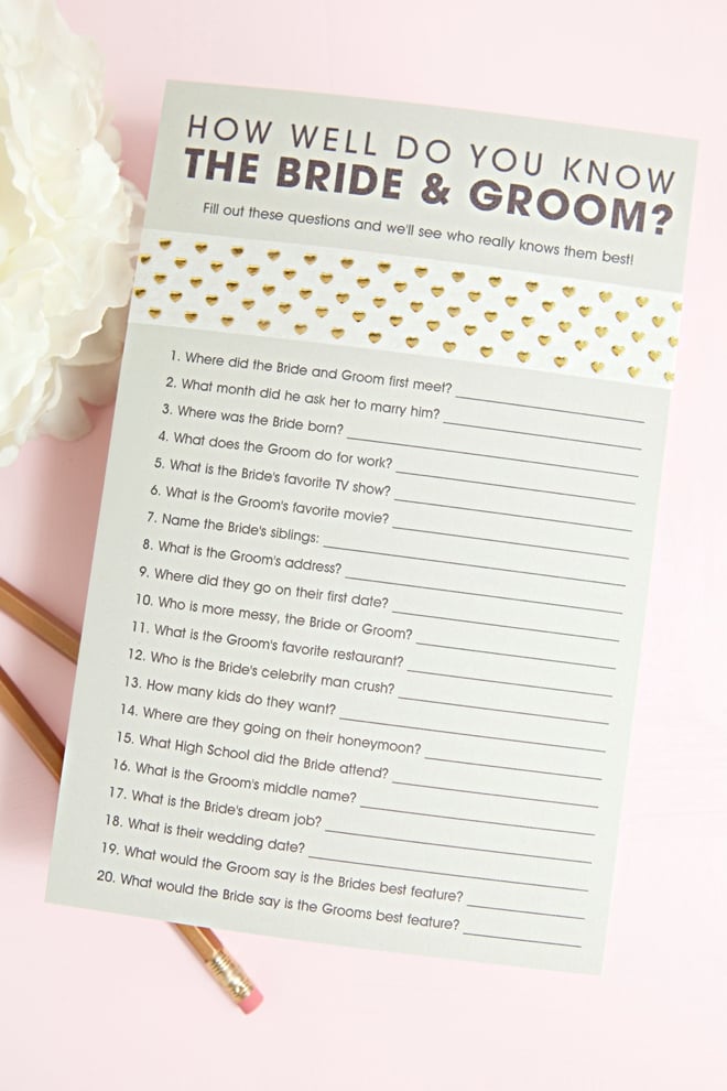 "How Well Do You Know the Bride and Groom?" Game