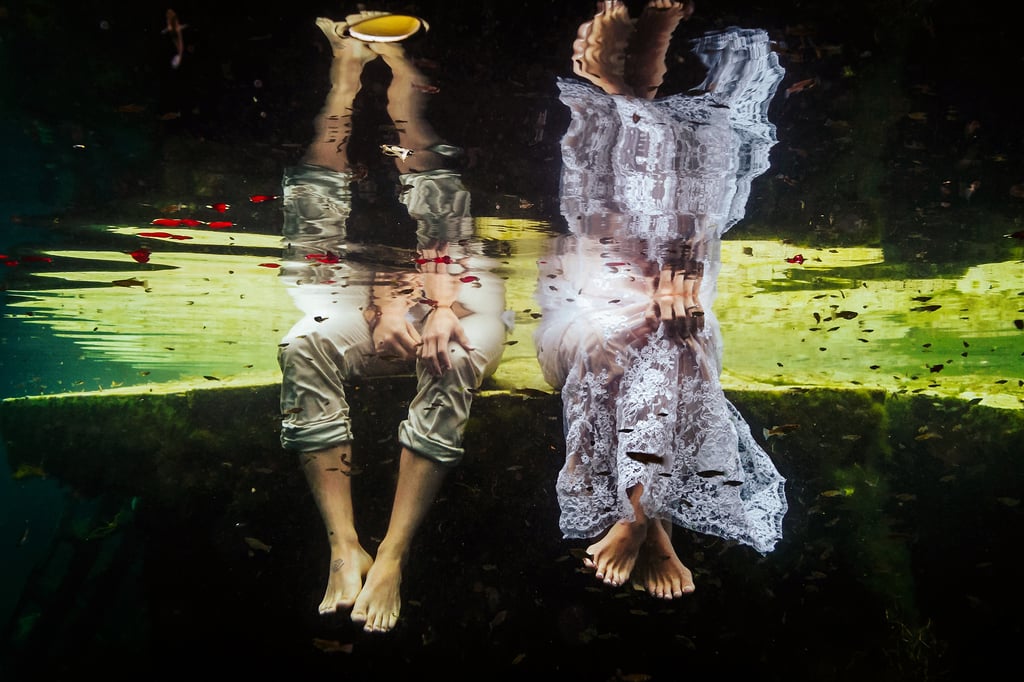 Underwater Trash-the-Wedding-Dress Shoot