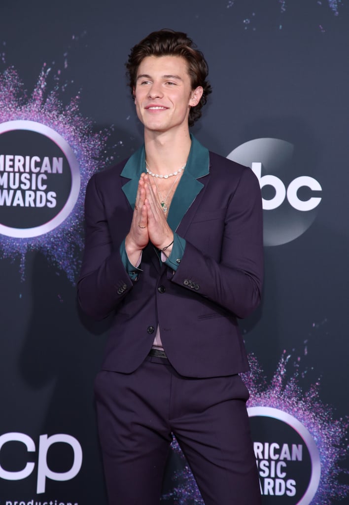 Shawn Mendes Wears an Indigio Suit and Necklaces to the AMAs