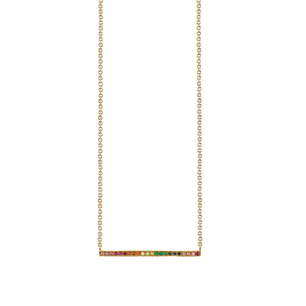 Sydney Evan Yellow Gold Rainbow Long Bar Necklace