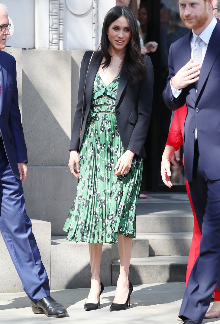 Meghan Markle Green Self Portrait Dress Popsugar Fashion 