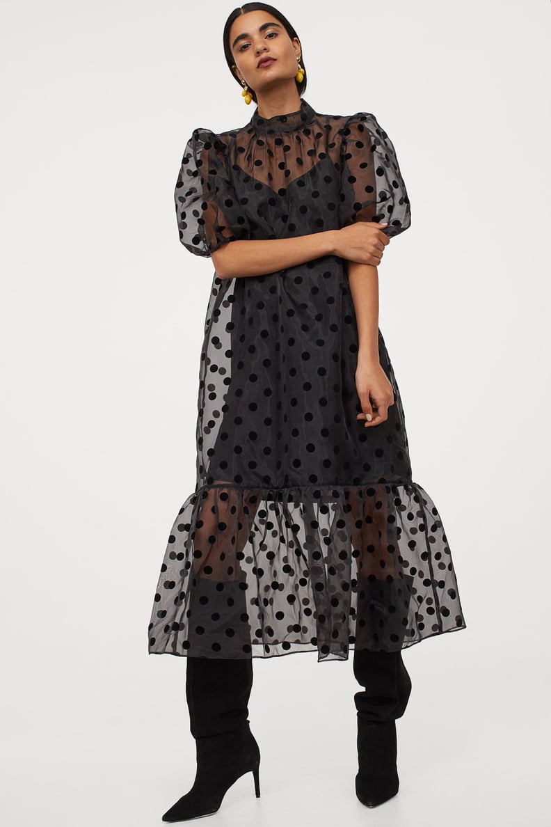 Puff-Sleeved Organza Dress