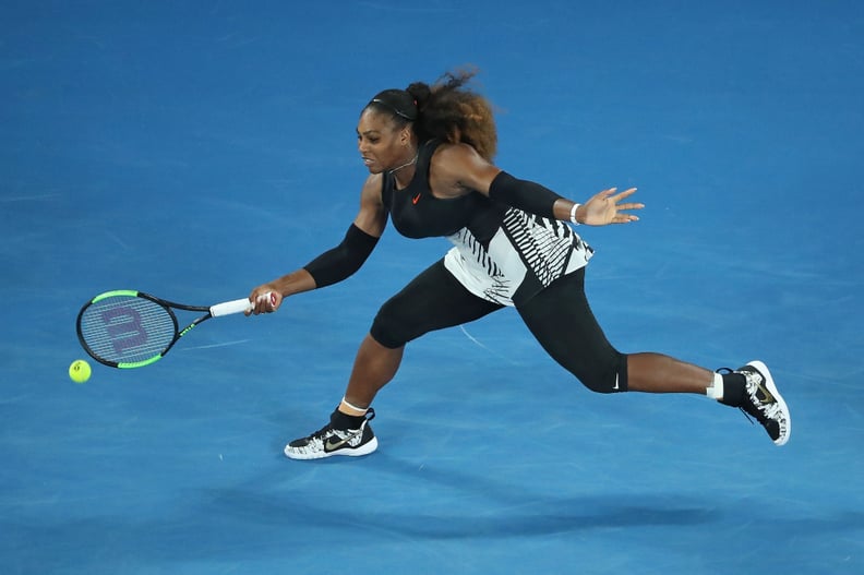 Serena Williams Wearing Black and White Printed Nikes at the Australian Open in 2017