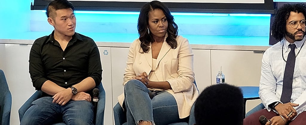 Michelle Obama Wearing Jeans and a Blazer