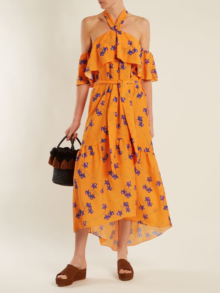 Borgo De Nor Josephine Orchid-Print Off-the-Shoulder Dress