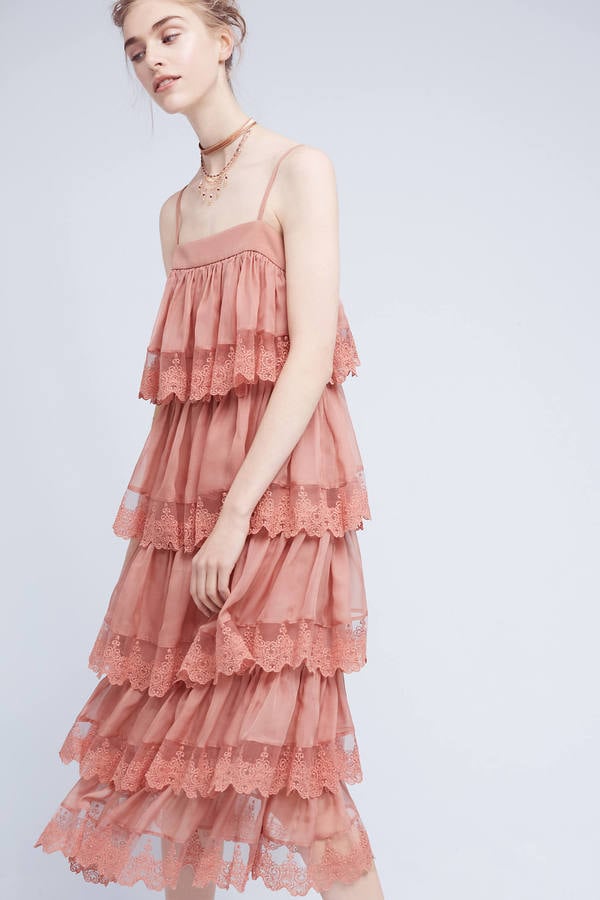 Three Floor Tiered Blush Midi Dress ($328)
