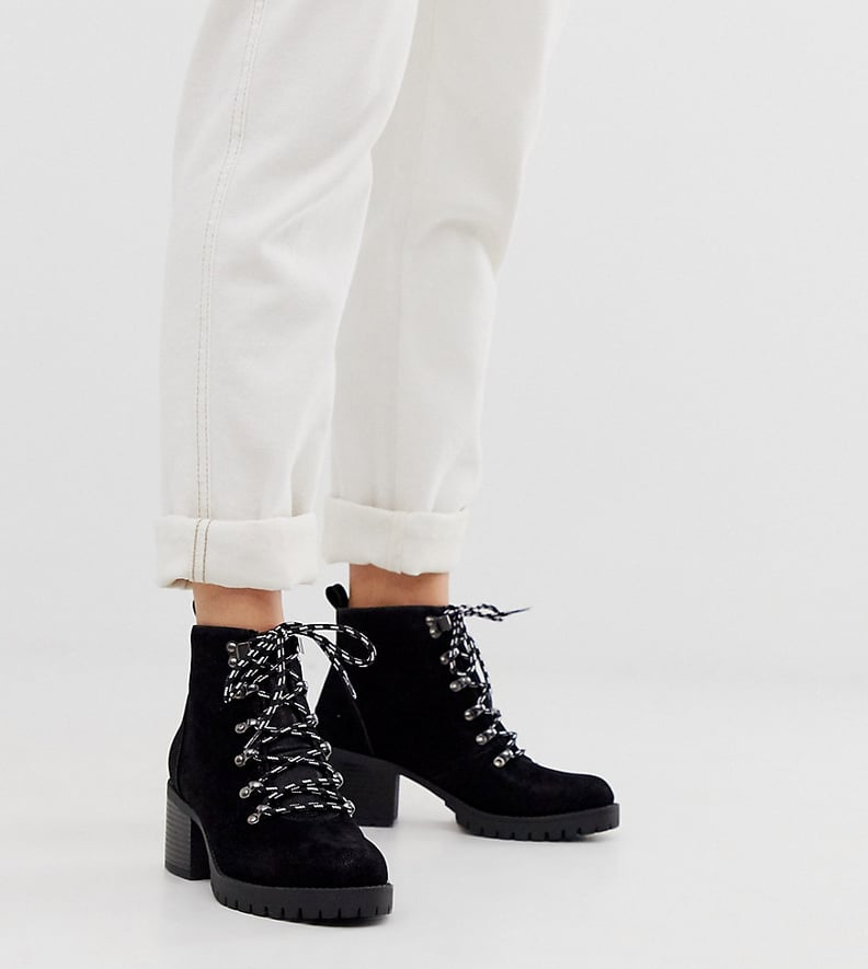 New Look Wide Fit Heeled Hiker Boots