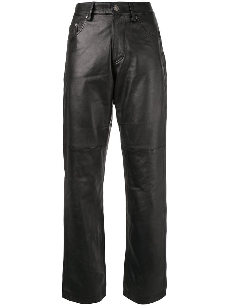 Versace Pre-Owned Leather Straight Jeans