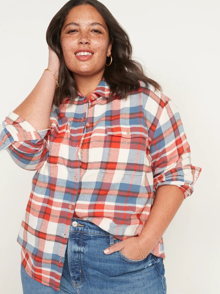 Old Navy Oversized Plaid Flannel Boyfriend Tunic Shirt