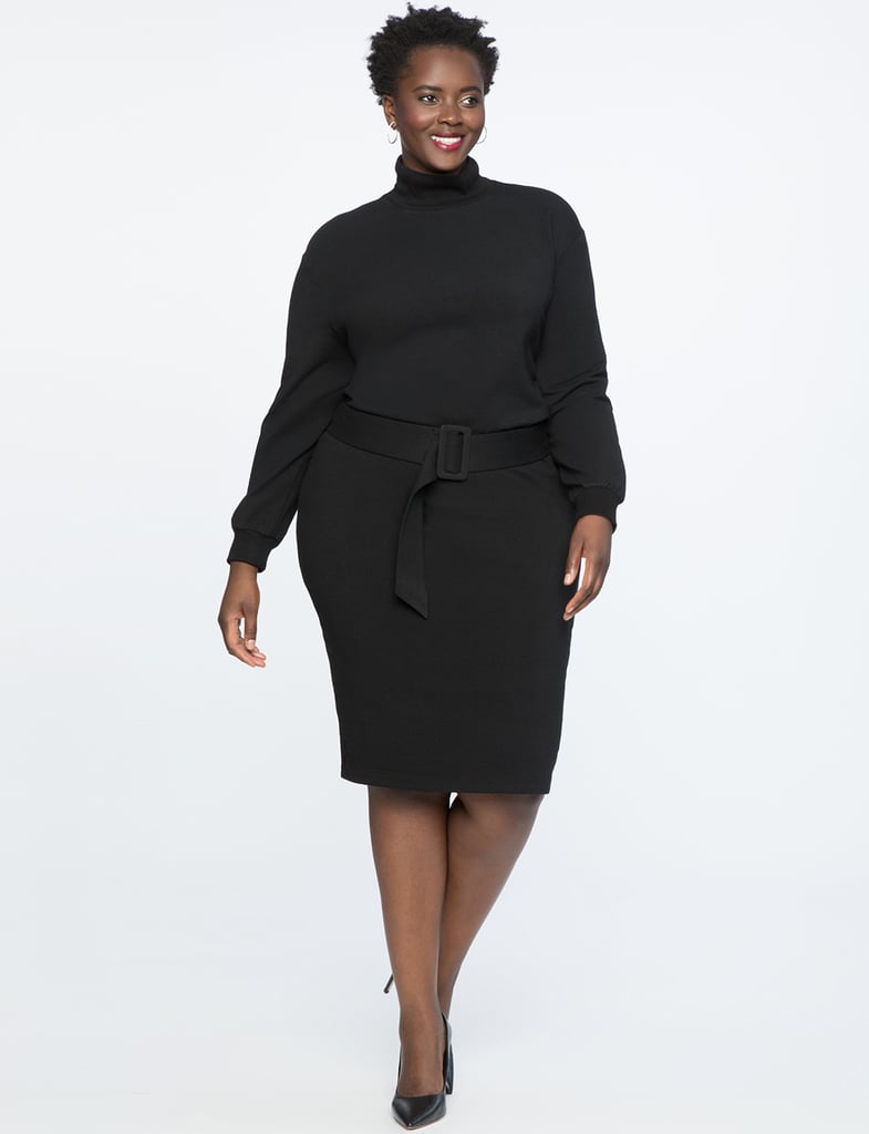 ELOQUII Belted Mock Neck Dress